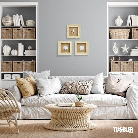 NEW Set of 3 Shell Shabby Chic Shadow Boxes- Creamy Off White Frame 7" x 7" - Picture 4 of 8